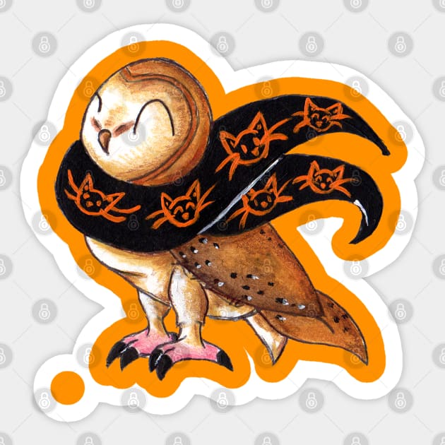 Happy Owl-o-Ween (Barn Owl) Sticker by KristenOKeefeArt